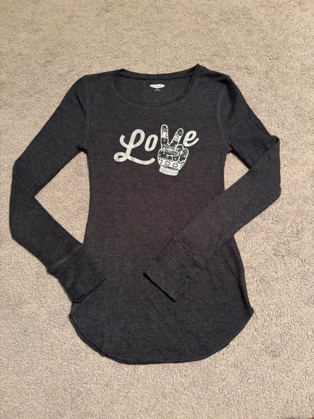 Old Navy Black Long Sleeve 'Love' Graphic Tee